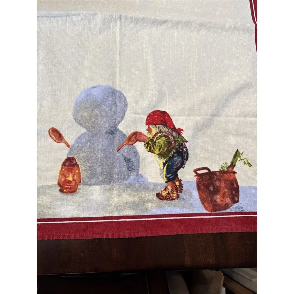 Williams Sonoma Christmas Elf Kitchen Towel Tea Dishtowel Snowman‎ Retire